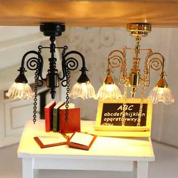 1:12 Lėlių namelis Miniatiūrinė LED lempa Lubų šviestuvas Šviestuvas Droplight apšvietimas Namų baldų modelis Lėlių namų dekoro priedai