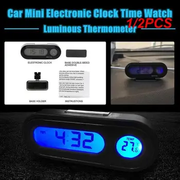 1/2PCS In 1 automobilio laikrodis elektroninis šviečiantis skaitmeninis LED laikrodis temperatūros ekranas prietaisų skydelis / oro išleidimo laikrodžiai Laiko automobilis