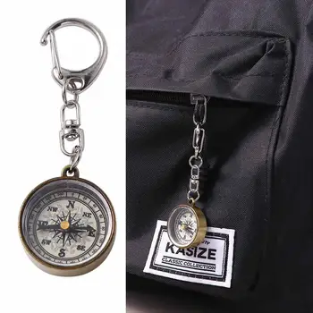 1 PCS Nešiojamas cinko lydinio raktų pakabukas Senovinė kelioninė dovana Kišeninis kompasas Kempingo kompasas Mini kompaso raktų pakabukas