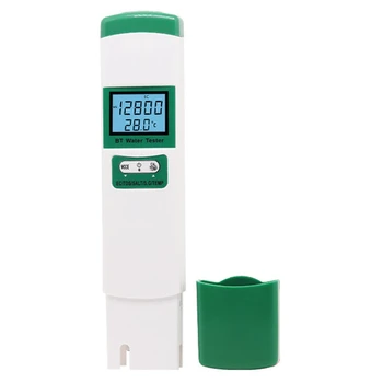 1 vnt 5-in-1 vandens kokybės testeris EC TDS SALT SG TEMP skaitmeninis detektorius Balta & Žalia ABS nešiojamas Bluetooth vandens kokybės testeris