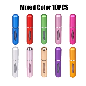 10 PCS Mini 5ml nešiojamas mini daugkartinio užpildymo kvepalų buteliukas su purškimo pompa Tuščias kosmetikos konteinerio purkštuvas Atsitiktinės spalvos 19 spalvų