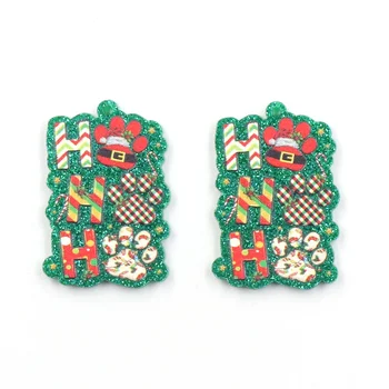 10 rinkinys Naujas produktas CN HO HO HO spausdinimas Auskarams Kalėdiniai akriliniai moteriški papuošalų aksesuarai