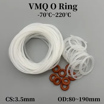 10vnt Balta VMQ silikoninė guminio žiedo tarpinė CS 3.5mm OD 80 ~ 190mm silikono O žiedo tarpiklio tarpinė Maistinė guminė oringo poveržlė
