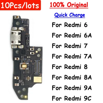 10vnt, originali įkroviklio plokštė PCB Flex skirta Xiaomi Redmi 6 6A 7 7A 8 8A 9 9A 9C USB prievado jungtis Doko įkrovimo plokštė Flex kabelis
