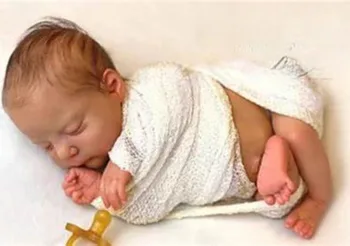 17Inch Reborn Kit Sleeping Newborn Baby Nevaeh Soft Vinyl Doll Parts with Cloth Body and Coa Unpainted Bebe Reborn Kit