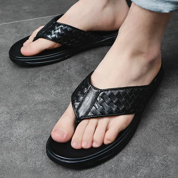 2022 Vyrai Vasarinės šlepetės Įsispiriami odiniai namų batai Vyriški prabangūs minkšti aukštos kokybės vyriški batai Šlepetės Pusiau šlepetės Patogūs sandalai
