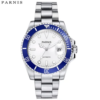 2024 Prabangus prekės ženklas Parnis 40mm Blue Bezel Automatic Miyota 8215 Mechaninis vyriškas laikrodis Sapphire Crystal vyriški laikrodžiai reloj hombre