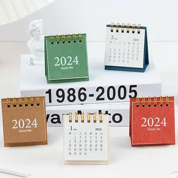2024Mini ritės stalo stalo kalendorius Morandi stalo kalendorius Darbalaukio dekoravimas Kūrybinės dienos planavimo priemonės darbo grafikas Biuro reikmenys