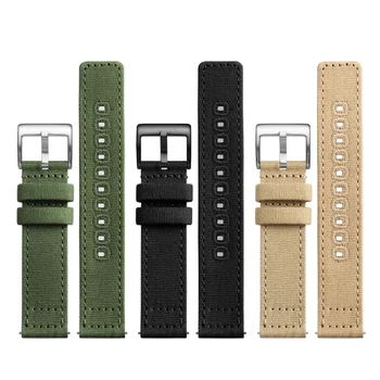 20mm 22mm drobės nailono dirželio keitimo juosta Samsung Galaxy Watch3 Huawei GT 2 Army Green for Timex citizen