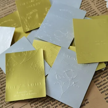 20pc Derliaus aukso folijos lapų gėlių lipdukai Klijuokite etiketes Dekoratyvinis dienoraščio albumas 