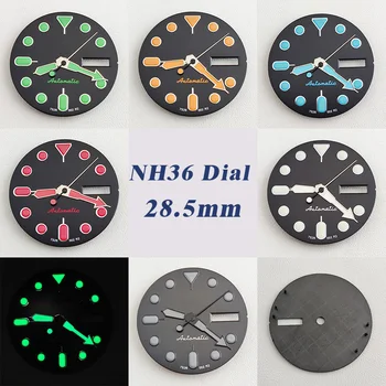 28.5mm NH36 ratukas Laikrodžio ciferblatas žalias šviečiantis ciferblatas Tinka NH35 NH36 judesinių laikrodžių priedams Laikrodžių taisymo įrankis