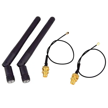 2PCS/Lot 2.4GHz 3DBi WiFi 2.4G antenos antena RP-SMA vyriškas belaidis maršrutizatorius + PCI U.FL IPX į RP SMA vyriškas pigtail kabelis