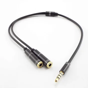 3.5mm stereofoninis garso kabelis nuo vyriško iki 2 moteriškų ausinių mikrofono y skirstytuvo kabelio adapteris Mobiliųjų telefonų adapteriai Keitikliai Jungtys