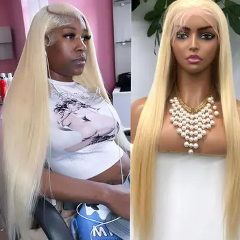 30 32 colių 13x4 tiesus 613 medaus blondinės žmogaus plaukų perukas juodaodėms moterims Brazilijos kaulų tiesė 13x6 nėrinių priekyje Žmogaus plaukų perukai