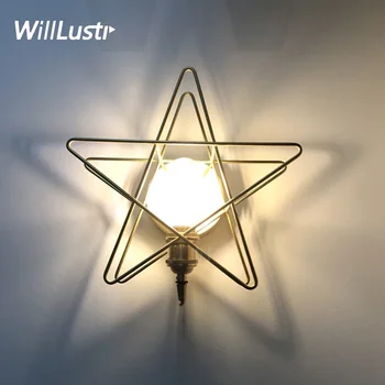 3D varinė žvaigždė sieninė šviestuvas moderni žalvarinė sieninė lempa žalvarinė namų lempa valgomasis kambarys miegamasis restoranas viešbučio naktinė lempa