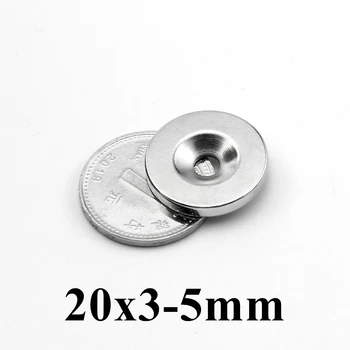 5-100vnt 20x3mm skylė:5mm itin stiprus apvalus neodimio kontraforsuotas žiedinis magnetas neodimio magnetas