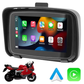 5 colių nešiojamas motociklas GPS navigatorius IP65/67 Vandeniui atsparus Android Auto VCR grotuvas HD ekranas Bluetooth WiFi prietaisų skydelio kamera