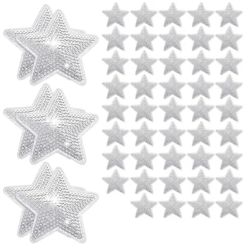 50 vnt Žvaigždžių blizgučiai Siuvama geležis ant aplikacijos žvaigždės siuvinėti pleistrai Žvaigždžių formos taisymo pleistras Pasidaryk pats