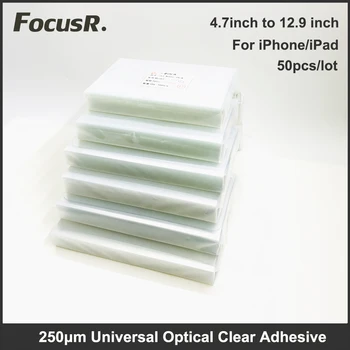 50PCS 250um Universali OCA klijų plėvelė 6.5 6.8 7 7.9 8 9.7 10.5 11 12.9 colių optiniai skaidrūs klijai LCD ekrano stiklo laminavimui