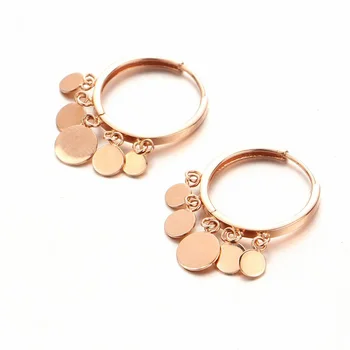 585 Violetinio aukso Daugiaračiai maži kutai auskarai moterims Lėkštas 14K rožinis auksas Mada blizgios lankelio ausys Aukšti papuošalai