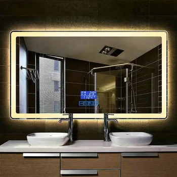60x80cm 50x70cm Išmanusis stačiakampis vonios veidrodis Aukštos kokybės refekcija Dviejų spalvų LED vonios veidrodis