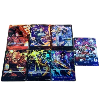 7Pcs/Set One Piece Card OPCG Luffy Perona Borsalino Sakazuki Coby Anime žaidimų kolekcijos lūžio spalvos blykstė 