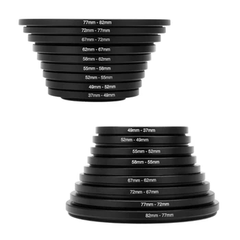 9 dalių objektyvo filtro adapterio žiedai, skirti UV spinduliams ir poliarizatoriams adapterio žiedai visiems fotoaparatams DSLR 37-82mm