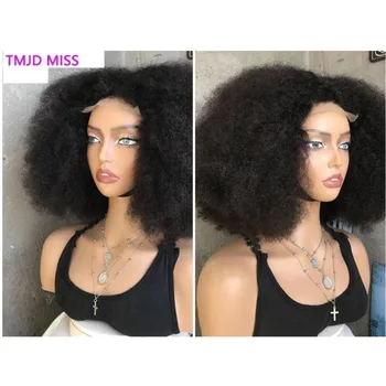 African Explosive Head 2024 New Wig Mixed Hair Nėrinių galvos dangtelis 4 * 4 Kinky Curly Blend Hair Fashion Black Cabeza de Explosión