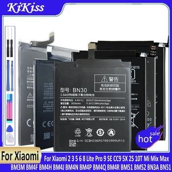 Baterija Xiaomi 2 3 5 6 8 Lite Pro 9 SE CC9 5X 2S 10T Mi Mix Max BM3M BM4F BM4H BM4H BM4N BM4P BM4Q BM4R BM51 BM52 BN3A BN51