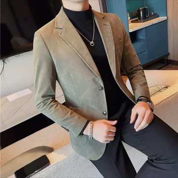 British Style Business Casual Suit Jacket Men 2023 High Quality Fashion Slim Fit Blazers Wedding Party Social Dress Blazer