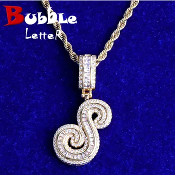 Bubble Letter Letter Jewelry Women's Cursive Baguette initial Pendant