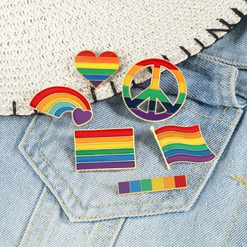 Cartoon Rainbow Pride Lapel Pins Flag Heart LGBT Metal Badge Intersex Emal Sagėlė Gay Lesbiečių simbolis Spalvingi kūrybiniai papuošalai
