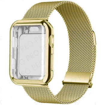 Case+Magnetic Loop Dirželis Apple Watch Band 44mm 45mm 38mm-42mm-41mm 40mm Milano metalinės juostos iwatch Series 9 8 7 6 5 4 3 SE