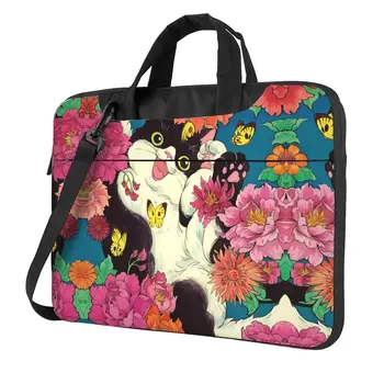 Cats Vintage Floral Laptop Bag Cute Animal Protective Notebook Pouch 13 14 15 Vintage For Macbook Air Xiaomi Computer Bag