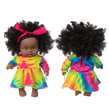 Coloful Dress New Baby African Dolls Pop Reborn Silico Bathrobre Vny 20cm Born Poupee Boneca Baby Soft Toy Girl Todder