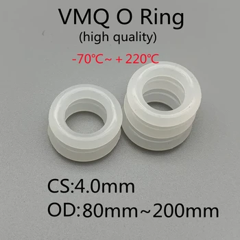 CS 4mm Baltas silikonas VMQ O žiedo storio poveržlės Tarpiklis Maistinis sandarinimas Vandeniui atsparus Izoliuotas guminis silicio O-žiedai 10vnt