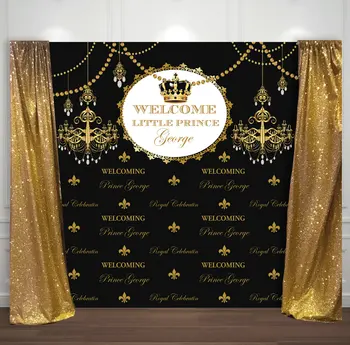 custom gold ir black prince crown fonai Aukštos kokybės kompiuterio spausdinimo vakarėlio nuotraukų fonas