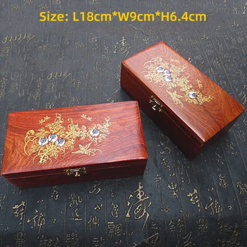 Didelis 18cm medinis raudonmedis Kiniškas vintažas su sagtimi Birmos kriaušių mediena Įvairūs lūpų dažai Lūpų dažai Apyrankė Juvelyrinių dirbinių dėžutė