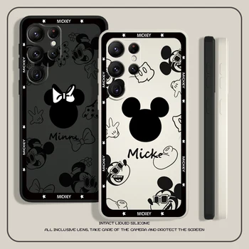 Disney Mickey Minnie pelės logotipas, skirtas Samsung S23 S22 S21 Ultra S20 FE S10 S9 Plus Lite 5G Liquid Rope telefono dėklo dangteliui