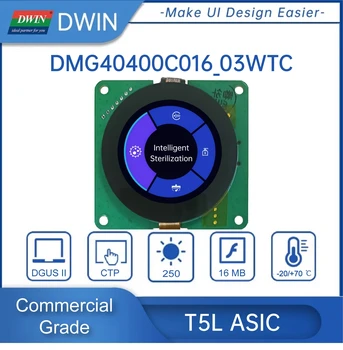 DWIN Naujas 1,6 colio 400x400 skiriamosios gebos apvalus IPS-TFT-LCD ekranas Išmanusis talpinis jutiklinis ekranas UART TTL DMG40400C016_03WTC