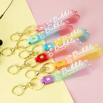 Fashion Cute Rubber Rainbow Bubble Key Chain Moteriškas krepšys Raktų pakabukas Vyrai Krepšinio automobilio raktų pakabukas Papuošalų vakarėlis Vestuvių niekučių dovana