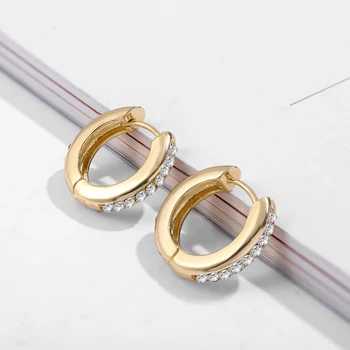 Fashion Jewelry Copper Alloy Crystal Round Circle Hoop Auskarai moterims Nauji klasikiniai ausų žiedai Huggie Hoops Pendientes