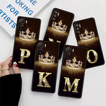Funda Case For Xiaomi Redmi Note 11 10 9 Pro 12 8 9A 9C 9T 8 K40 10C 8T 10S 9S Black Back Phone Cover Crown Gold M S Letters Sac