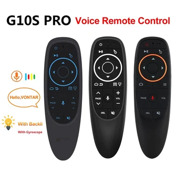 G10S/G10S Pro Fly Air Mouse Belaidis 2,4 GHz mini giroskopo nuotolinio valdymo pultas, skirtas Android TV Box su valdymu balsu Gyro Sensing Game