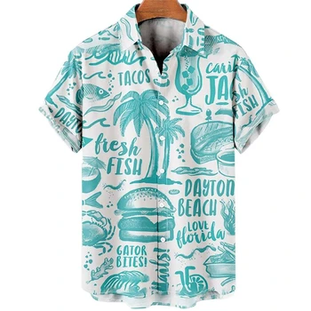 Havajų marškiniai Vyrai Vasara 3D Kokosų medis Spausdinti marškiniai Vyrams Atostogos Trumpomis rankovėmis Paplūdimio viršūnės Trikotažiniai marškiniai Vyriška oversized palaidinė