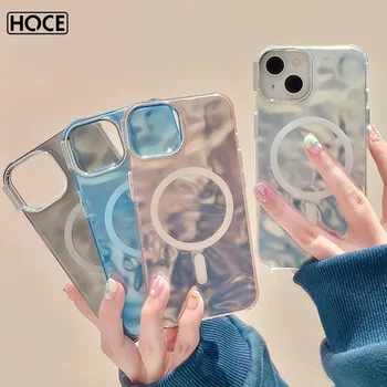 HOCE 3D vandens virpėjimo magnetinis dėklas, skirtas iPhone 15 14 13 12 11 Pro Max Plus Magsafe belaidžio įkrovimo telefono dėklai Smūgiams atsparus dangtelis