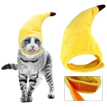 Katės skrybėlė Bananų juokingas Helovino kostiumas Katės šunų kepurės Naminių gyvūnėlių rekvizitai Suknelė Galvos apdangalai Katė Augintinis Galvos apdangalas Atostogų dekoravimas