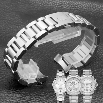 Kieta nerūdijančio plieno laikrodžių dirželio apyrankė Tag Heuer Calera serijos laikrodžių priedai Band Steel Silver 22mm