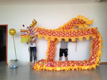 kinų liaudies festivalio šventės kostiumas 4m ilgio dydis 5 šilko rašto audinys 4 studentas kinų DRAGON DANCE ORIGINAL Dragon