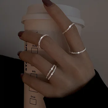 Korėjietiško stiliaus putojantys žiedai moterims Reguliuojamas sidabro spalvos piršto žiedas Moteris 2022 Mados papuošalai Nauja